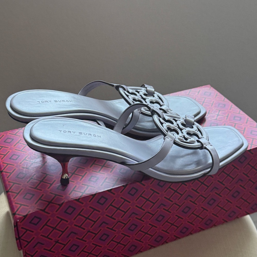 Tory Burch Violet Silver Heeled Sandals